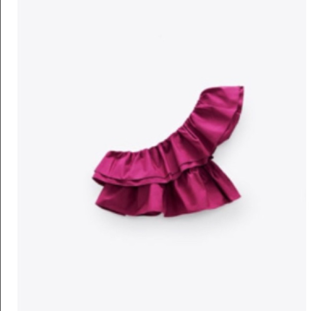 Zara purple ruffled asymmetrical one shoulder
